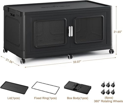 220 Qt Extra Large Stackable Storage Bin with Lid (Black / 220QT-1pack)