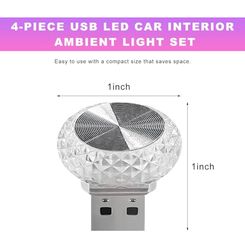 4 PCS USB LED Car Interior Atmosphere Lamp (Blue)