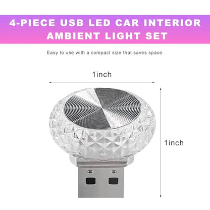 4 PCS USB LED Car Interior Atmosphere Lamp (Colorful)