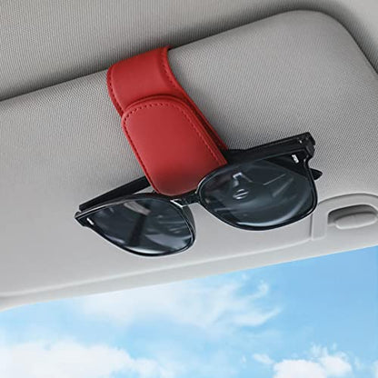 Sunglass Holder for Car Sun Visor Sunglasses Clip Car accessories (Red)