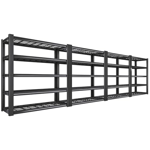 3010LBS Storage Shelves 72" H Garage Shelving Heavy Duty Metal Shelving 5 Tier Adjustable Metal Shelves for Storage for Kitchen Pantry Warehouse Basement 72" H x 35.5" W x 16" D (Black)