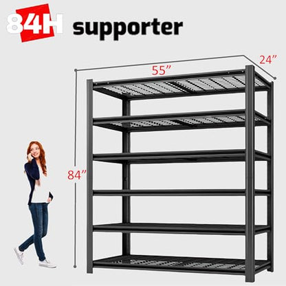 6 Tier Heavy Duty Garage Shelving (6T 55" W x 24" D x 84" H)