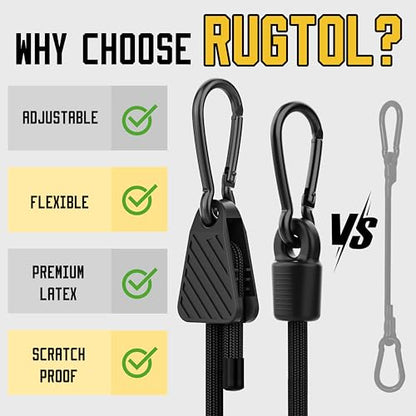 Adjustable Bungee Cords with Hooks (Black / 80" - 6 Pack - Black)
