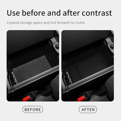 Center Console Bottom Organizer for Toyota RAV4 2026 Central Control Armrest Lower Storage Box Insert Tray Silicone Interior Auto Accessories Black (26RAV4 Low A-Tray)