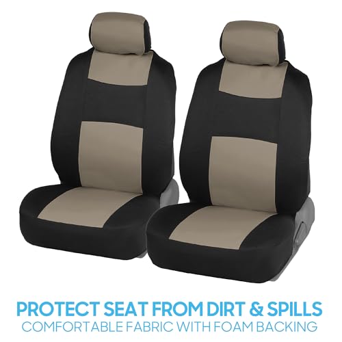 PolyPro Car Seat Covers Full Set in Light Beige on Black (Light Beige)
