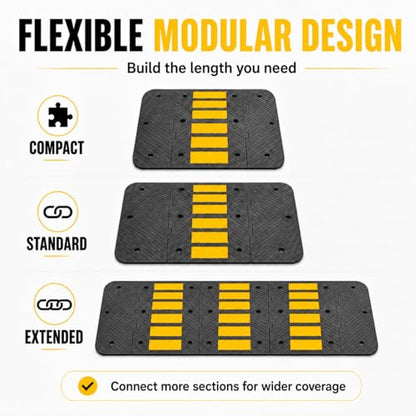 Rubber Speed Bump Middle Section 36"x20"x2" Heavy Duty 22 (Middle Part1 Pack)