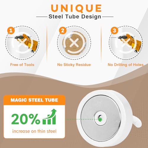 Magnetic Hooks Steel Tube Design for Cruise (White / 80lb Magnetic Hooks)