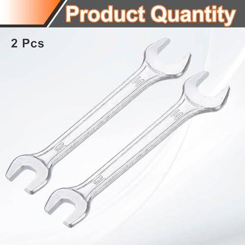 2pcs Double Open End Wrench 10mm x 14mm Metric 15 Degree Offset Angle Small Flat Head Wrench Galvanizing Open Ended Spanner for Automotive Repair Furniture Assembly (10mm x 14mm)