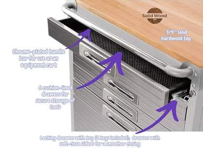 Heavy Duty Rolling Storage Cabinet with Wheels and Drawers (6 Drawer (28" W x 25" D x 34.5" H) / Granite)