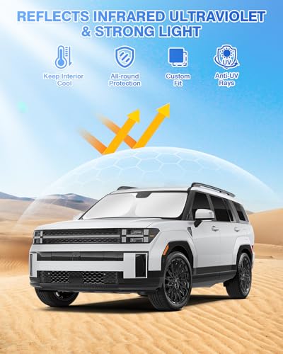 Sunshades for Hyundai Santa Fe 2024 2025 2026 Accessories Windshield Sun Shade Side Rear Window Shade Cover Sun Visor Shield Privacy Protection Keep Vehicle Cool Black 10PCS (Hyundai Santa Fe 2024-Present)