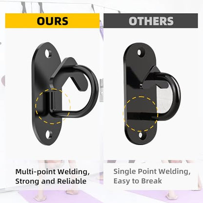 3 Pcs Resistance Band Wall Anchors System (Heart Hooks-Black-3Pcs)