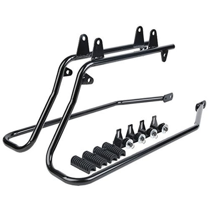 Motorcycle Saddlebags with Black Conversion Brackets Fit For Harley Softail Deluxe Heritage Softail 1984 (Vivid Black W/ Black Latches)