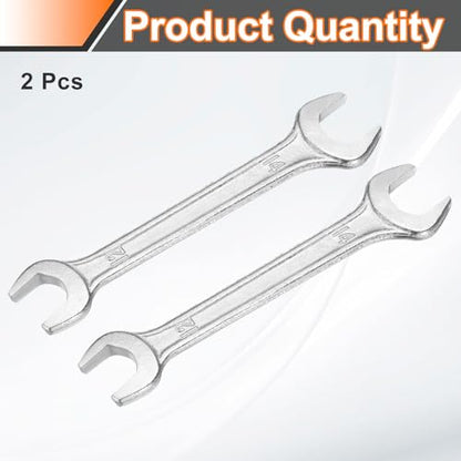 2pcs Double Open End Wrench 12mm x 14mm Metric 15 Degree Offset Angle Small Flat Head Wrench Galvanizing Open Ended Spanner for Automotive Repair Furniture Assembly (12mm x 14mm)