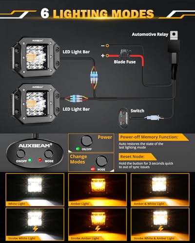 6 Modes Amber White 5 Inch 72W Flush Mount LED Light Pods (Amber White 5" Flush Mount)