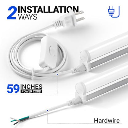 6 Pack LED T5 Integrated Single Fixture (6500k Super Bright White / 4 Feet-6 Power Cords)