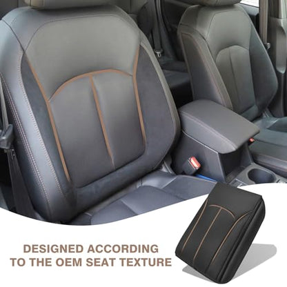 Armrest Cover for Subaru Forester 2025 Accessories (21) 25+ |Forester| Black/Brown Stitching, +Thick)