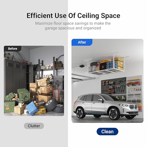 3x6 Overhead Garage Storage Adjustable Ceiling Rack (White / 3x6 ft)