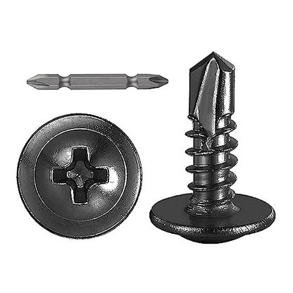 350 pcs) Wensilon #10×1/2” for Sheet Metal Self-Tapping Screws 410 Black Stainless Steel Truss Head High-Strength Quick Tapping (#10X1/2" / Black)