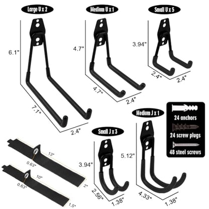 Garage Hooks Heavy Duty 14 Pack (Black)