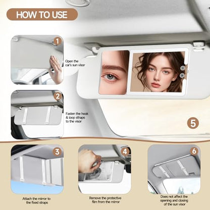 Car Sun Visor Vanity Mirror with Lights (White / (1pcs-1X/20X))