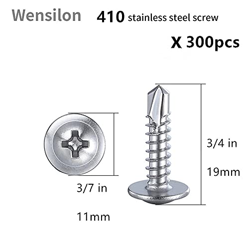 300pcs）#8×3 4”for Sheet Metal Self (#8X3/4" / Silver)