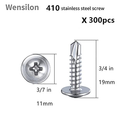 300pcs）#8×3 4”for Sheet Metal Self (#8X3/4" / Silver)