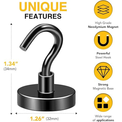 Magnetic Hooks 8pcs 120lbs Cruise Essentials 2026 Magnet Hook Black (Black / 1.26in)