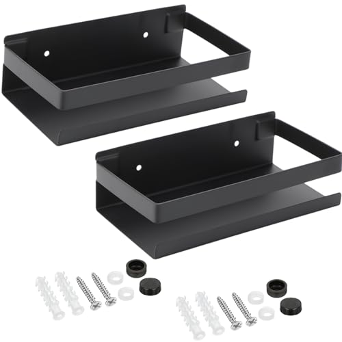 2 Pieces Stainless Steel Shelf Bathroom Shower Floating Shelves Wall Mounted Shower Caddy Basket Shelf Storage Organizer Shelves for Bathroom (7.87 Inches/ 20 cm / Black)