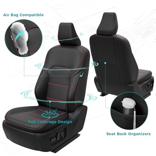 Custom Fit Seat Covers for Toyota Camry 2025 2026 Hybrid (Black With Red Trim / 2025-2026 Camry LE SE)