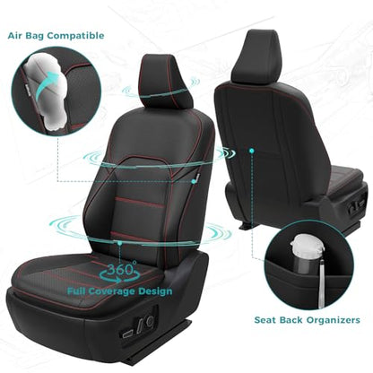 Custom Fit Seat Covers for Toyota Camry 2025 2026 Hybrid (Black With Red Trim / 2025-2026 Camry LE SE)
