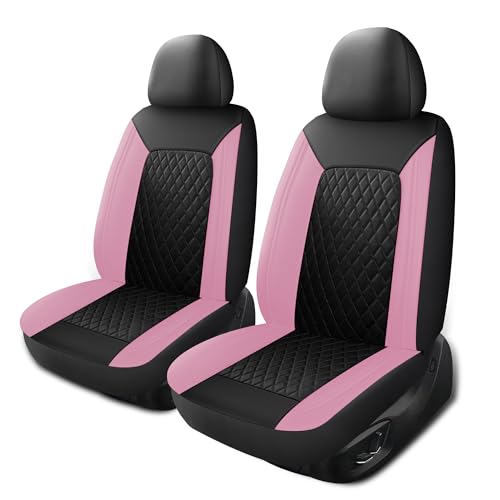 Faux Leather Front Car Seat Covers (N1 Black Pink / Front Seat)