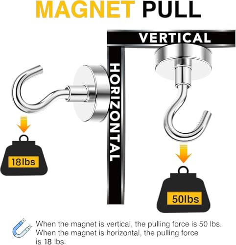 Magnetic Hooks 20pcs 50lbs Cruise Essentials 2026 Magnet Hook (Silver / 0.78in)