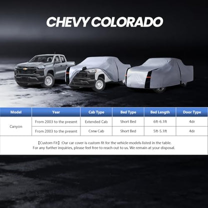Multi Layer Chevy Colorado Truck Cover (W.Fit Colorado Extended/Crew/Regular Cab SB / White Truck Cover)