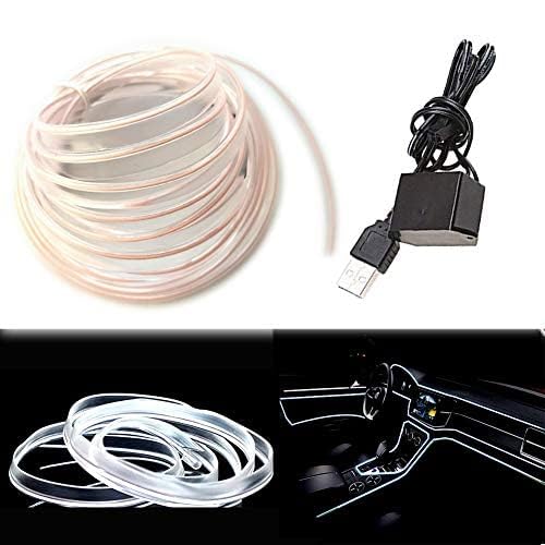 El Wire White Interior Car LED Strip Lights (White / 3 M)