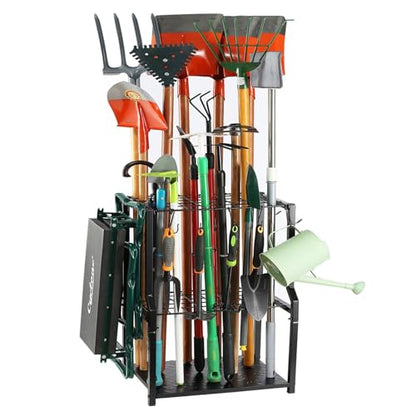 Garden Tool Organizer for Garage Corner (Quadrangel-Black)