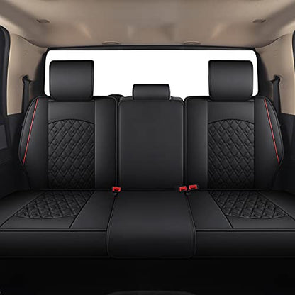 Car Seat Covers for Dodge Ram Full Set (5 PCS Full Set,Black/Red)