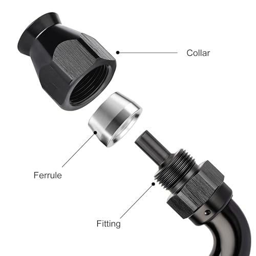 4AN 120 Degree PTFE One Piece Full Flow End Hose Fitting Aluminum Black (4AN / 120 Degree)