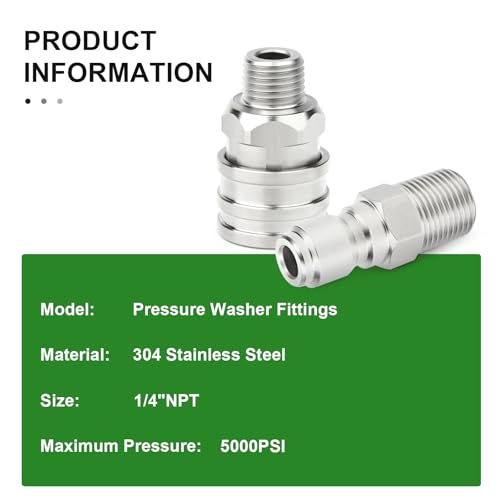 6PCS 304 Stainless Steel 1 (1/4"MNPT)