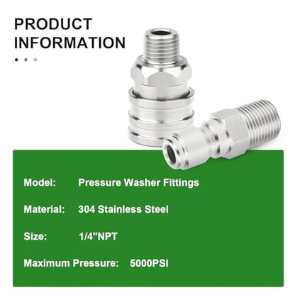 6PCS 304 Stainless Steel 1 (1/4"MNPT)