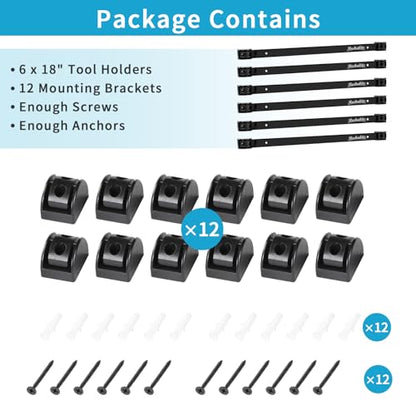6 Pieces 18" Magnetic Tool Holder Strip (Black 6PC / 18")