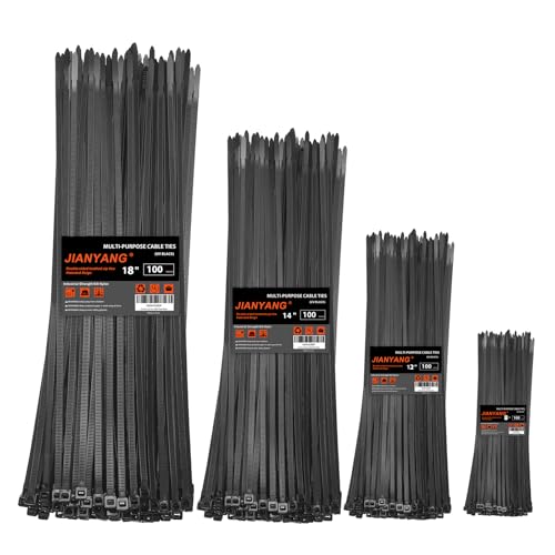 Zip Ties Assorted Size (8+12+14+18 inch 400Pack（100 Lbs）)