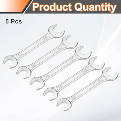 5pcs Double Open End Wrench 13mm x 17mm Metric 15 Degree Offset Angle Small Flat Head Wrench Galvanizing Open Ended Spanner for Automotive Repair Furniture Assembly (13mm x 17mm)