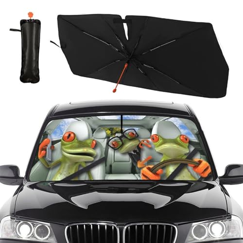 Funny Frog Car Windshield Sun Shade Umbrella Style Sunshade Fun (57'' X 30'' / style-AB11)