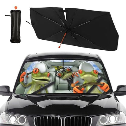 Funny Frog Car Windshield Sun Shade Umbrella Style Sunshade Fun (57'' X 30'' / style-AB11)