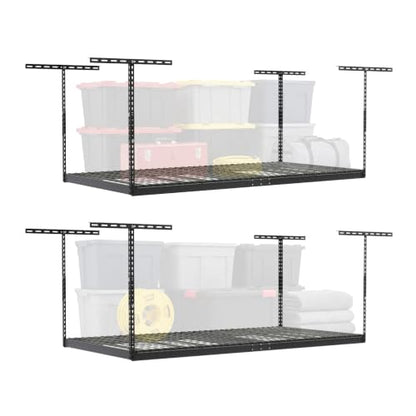 Gray 4x8 Overhead Garage Storage Rack 600 lb 24” (Hammertone / 24"-45" (2 Pack))