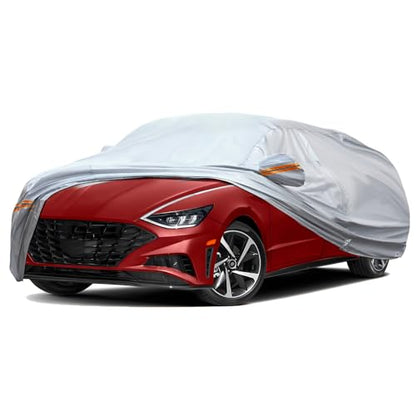 6 Layers Full Car Cover for Sedan (Orange reflective strip / Sedan-S ( Fit for Sedan 165"- 181" ))