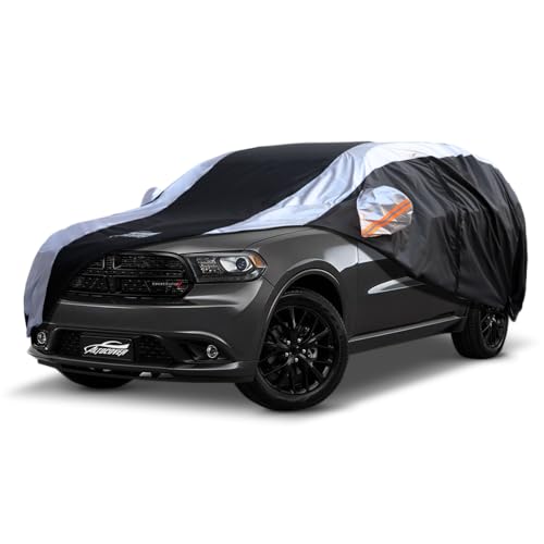 Dodge Durango Car Cover Waterproof All Weather with Silver Strip Design (Custom Fit Dodge Durango)