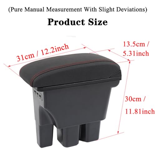 Armrest Box Center Console Seat Storage Box for Suzuki Jimny 2019 (Black-B Red Line)