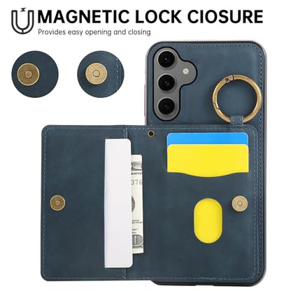 Compatible with Samsung Galaxy S26 Plus S26+ 5G Wallet Case and Screen Protector Crossbody Shoulder Strap Ring Buckle Stand Card Holder Magnetic Car Mount Phone Cover for S26Plus 26S + S 26 26+ Green (Green / for S26 Plus)