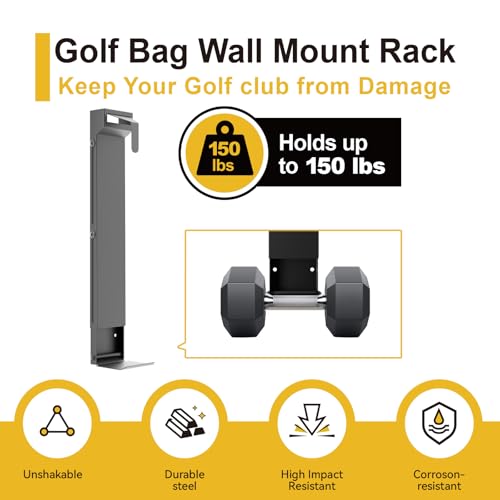 Wall Mount Golf Bag Storage Rack (Black)